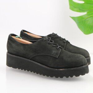 Jeffrey Campbell Womens Garan Oxfords Size 10 Black Leather Platform Lug Shoes